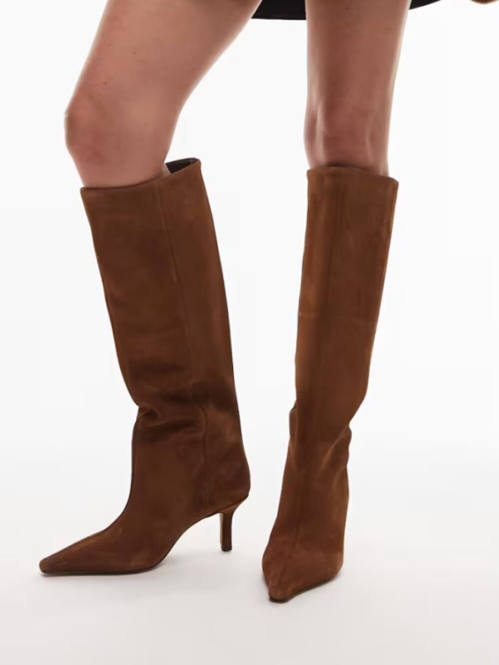 ASOS DESIGN Cleoni Premium Leather Knee Pull On Boots in Tan Suede Sz 11 - NIB